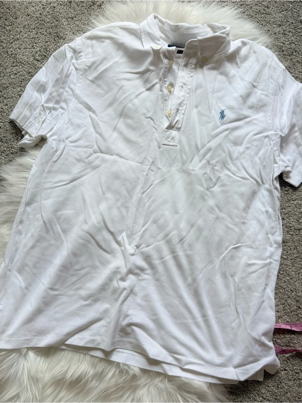 Ralph Lauren White Polo Shirt with Light Blue Pony
